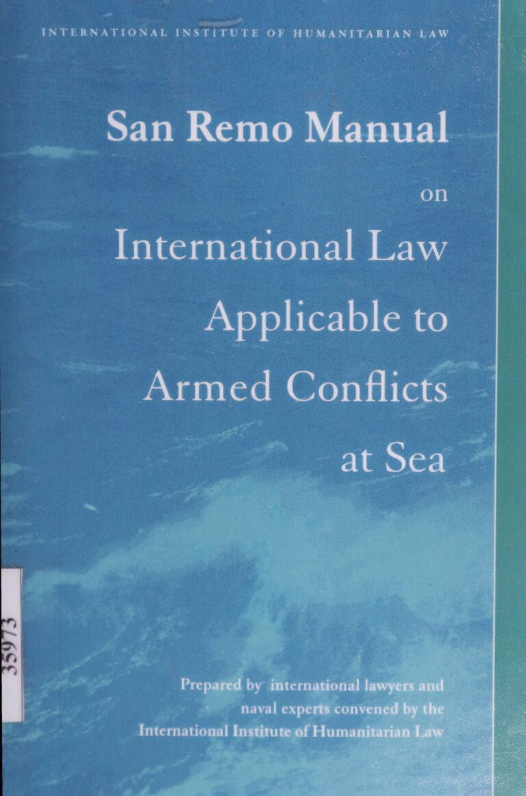 San Remo Manual on International Law Applicable to Armed Conflicts at Sea Louise Doswald Beck Kitap Kapağı