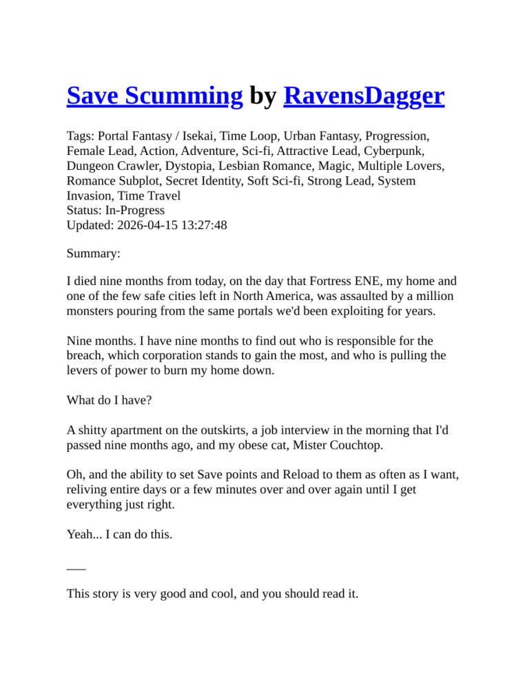 Save Scumming Book 1 RavensDagger Kitap Kapağı