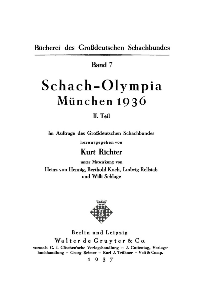 Schach Olympia Munchen 1036 Teil 2 German Edition Kurt Richter Kitap Kapağı