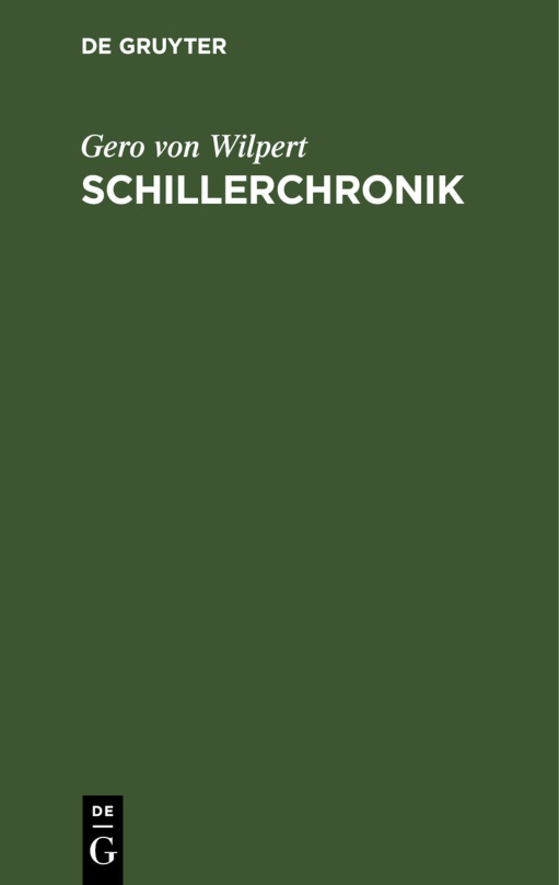 Schillerchronik German Edition Gero von Wilpert Kitap Kapağı
