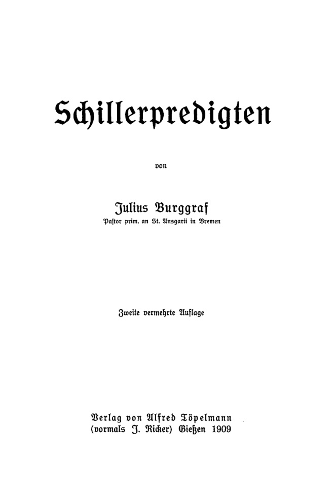Schillerpredigten German Edition Julius Burggraf Kitap Kapağı
