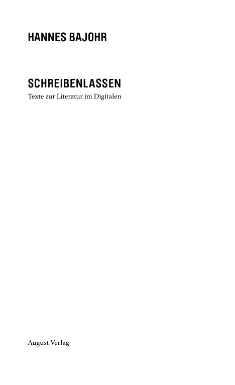 Schreibenlassen German Edition Hannes Bajohr Kitap Kapağı