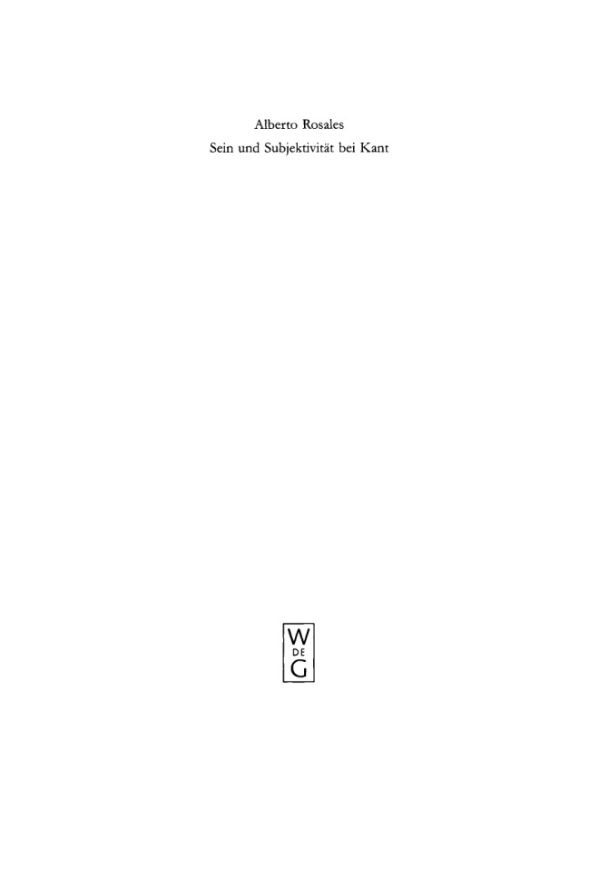 Sein und Subjektivitat bei Kant German Edition Alberto Rosales Kitap Kapağı