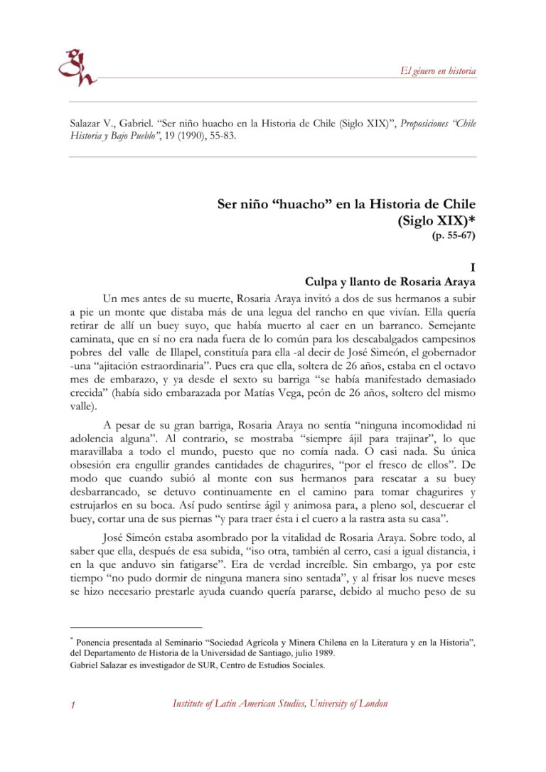 Ser nino guacho en ls historia de chile Spanish Edition Gabriel Salazar Kitap Kapağı