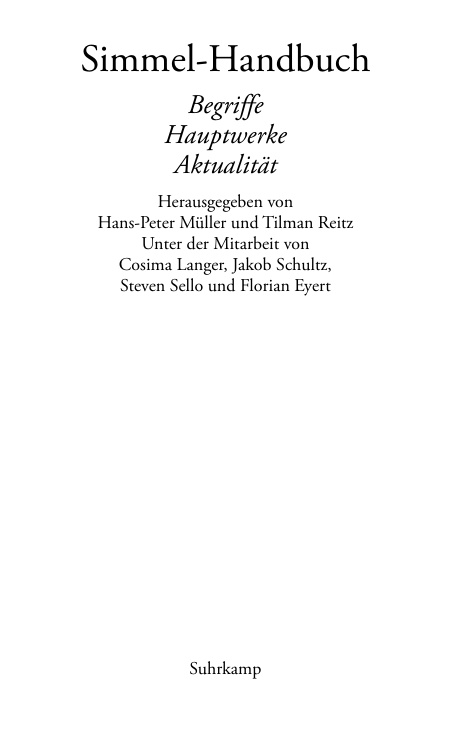 Simmel Handbuch Begriffe Hauptwerke Aktualitat German Edition Hans Peter Muller Kitap Kapağı