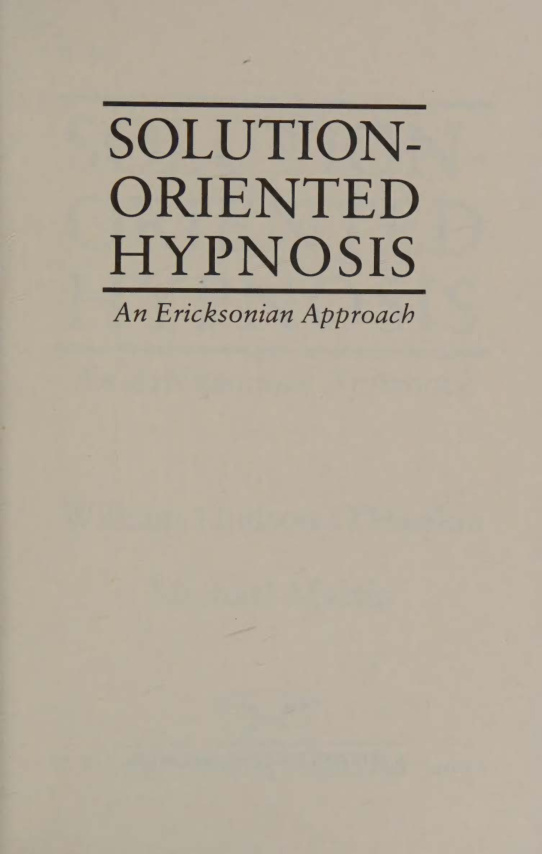 Solution Oriented Hypnosis An Ericksonian Approach Bill OHanlon Kitap Kapağı