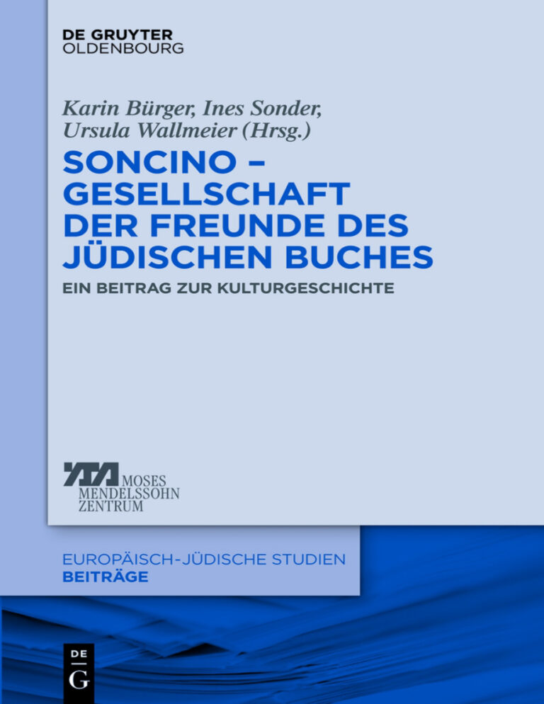 Soncino Gesellschaft der Freunde des judischen Buches German Edition Karin Burger Kitap Kapağı
