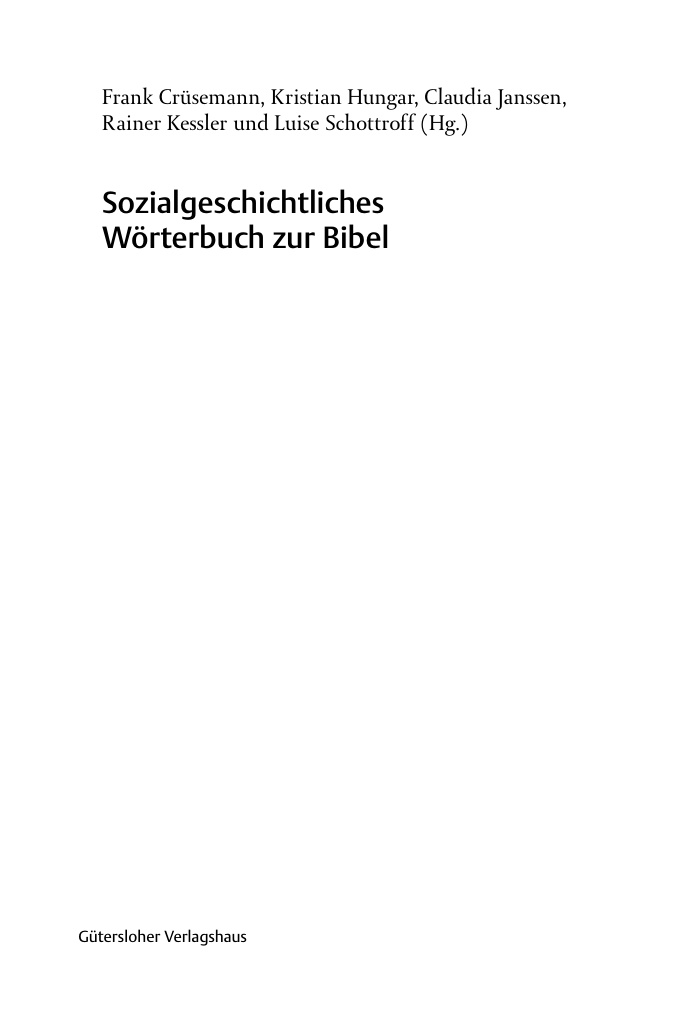 Sozialgeschichtliches Worterbuch zur Bibel German Edition Frank Crusemann Kitap Kapağı