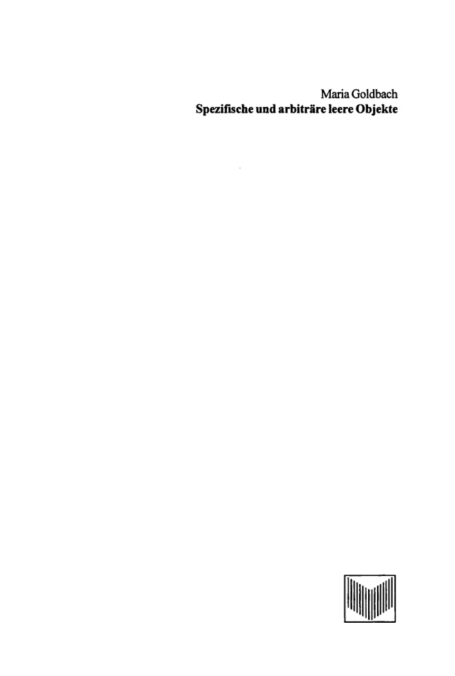 Spezifische und arbitrare leere Objekte German Edition Maria Goldbach Kitap Kapağı