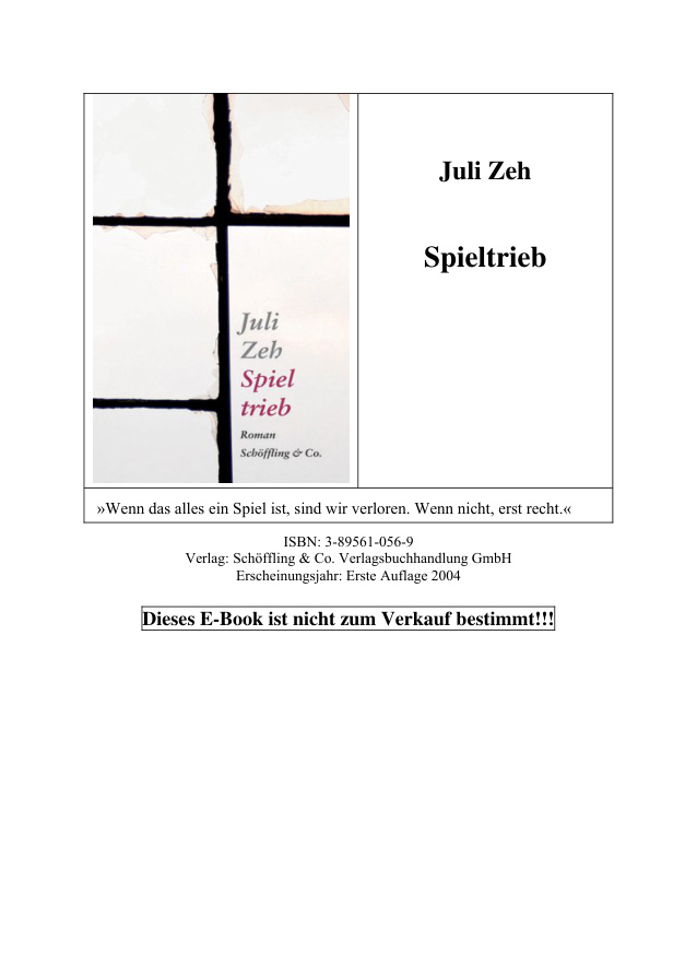 Spieltrieb Juli Zeh Kitap Kapağı