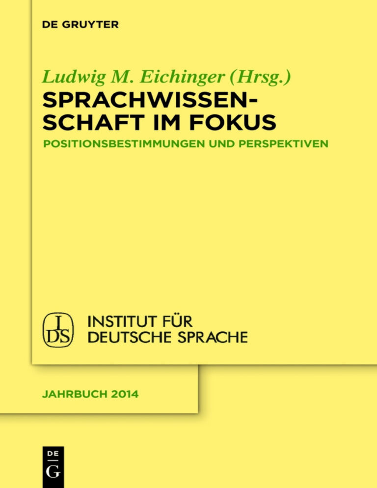 Sprachwissenschaft im Fokus German Edition Ludwig M Eichinger Kitap Kapağı