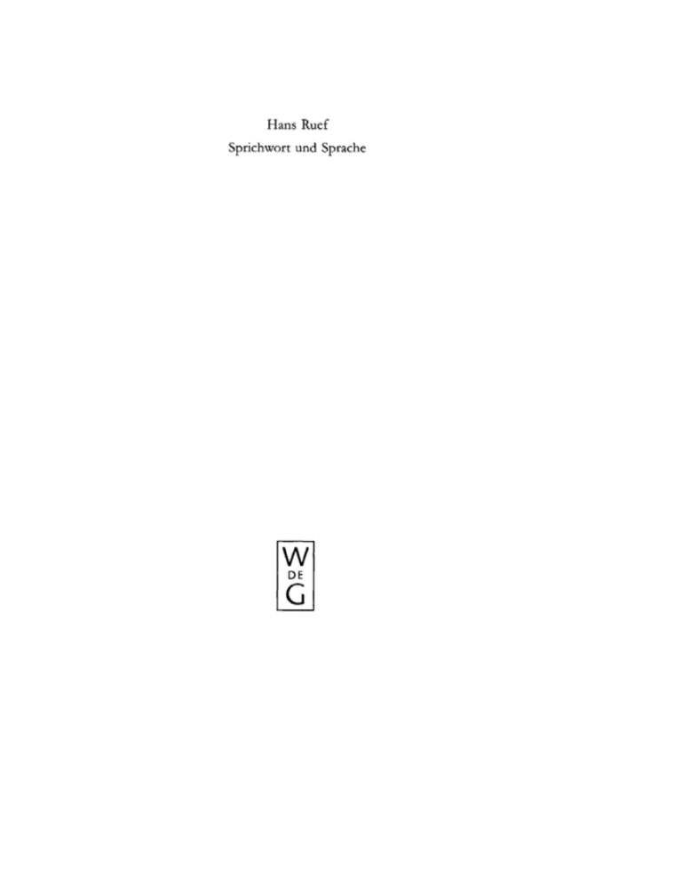 Sprichwort und Sprache German Edition Hans Ruef Kitap Kapağı