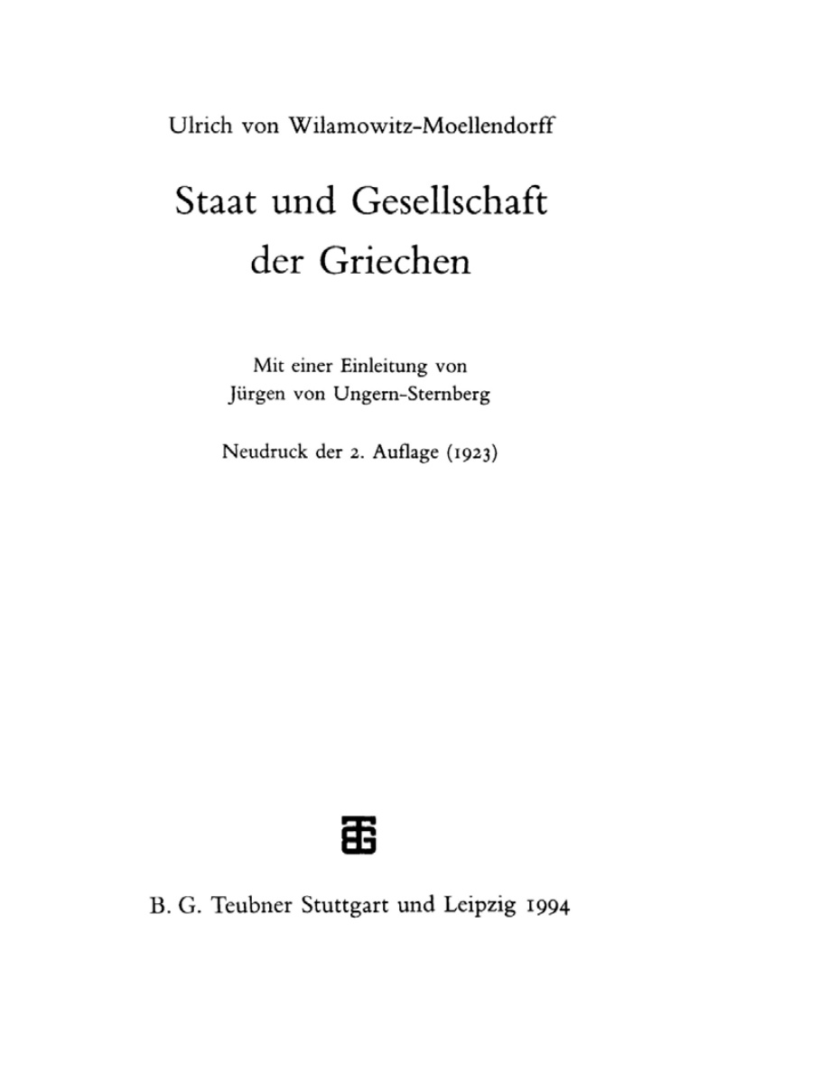 Staat und Gesellschaft der Griechen German Edition Ulrich von Wilamowitz Moellendorff Kitap Kapağı
