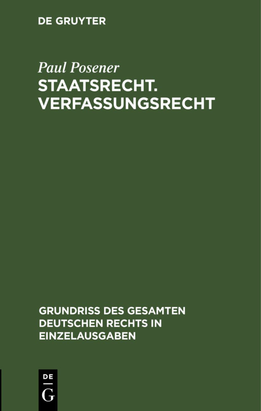 Staatsrecht Verfassungsrecht German Edition Paul Posener Kitap Kapağı