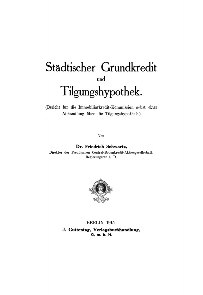 Stadtischer Grundkredit und Tilgungshypothek German Edition Friedrich Schwartz Kitap Kapağı