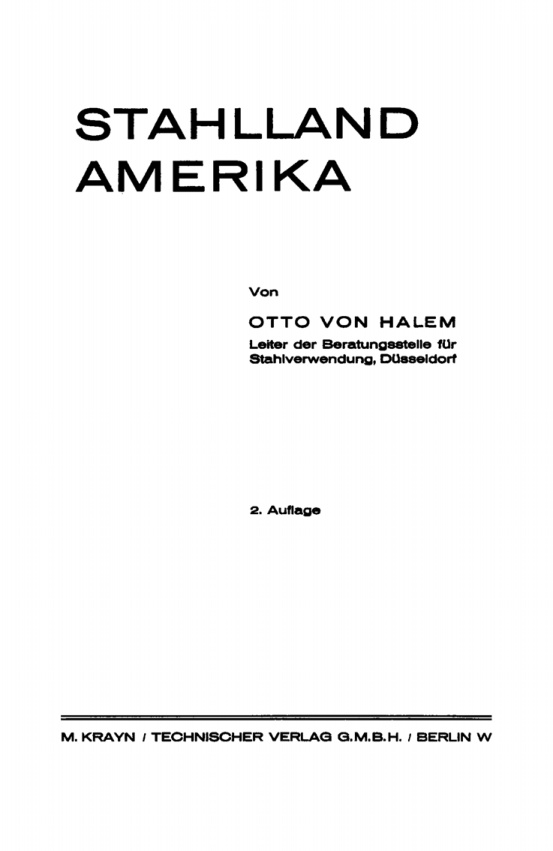 Stahlland Amerika German Edition Otto Halem Kitap Kapağı