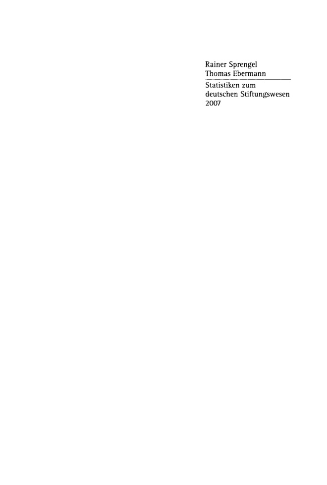 Statistiken zum Deutschen Stiftungswesen 2007 German Edition Rainer Sprengel Kitap Kapağı