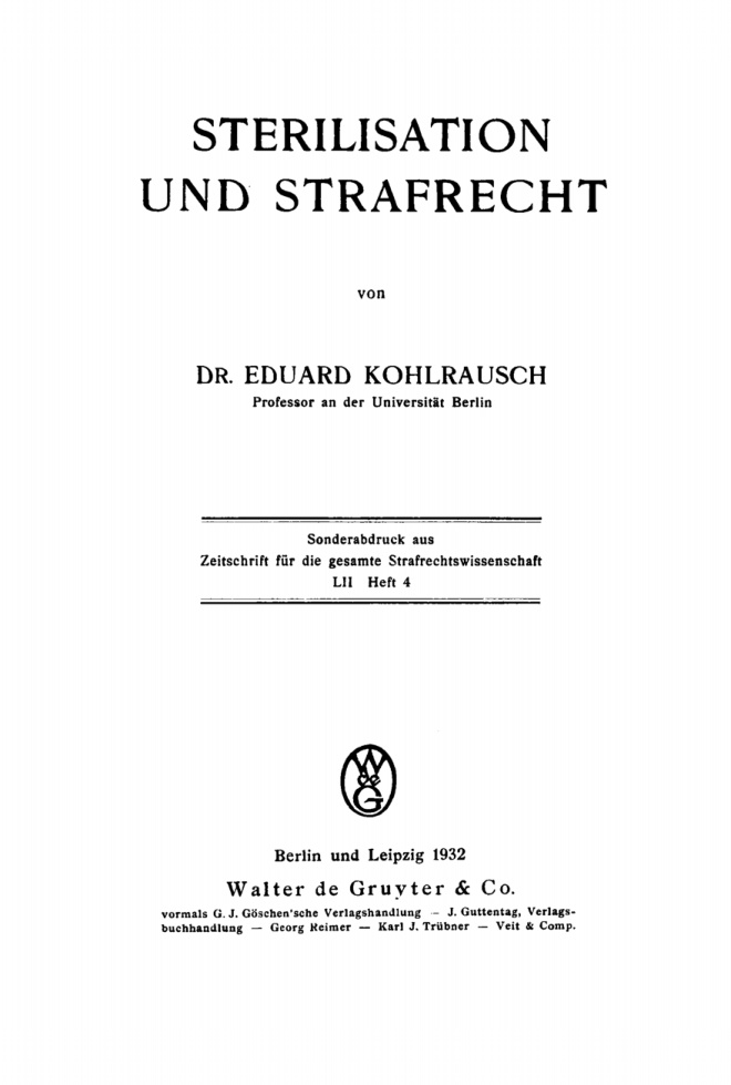Sterilisation und Strafrecht German Edition Eduard Kohlrausch Kitap Kapağı