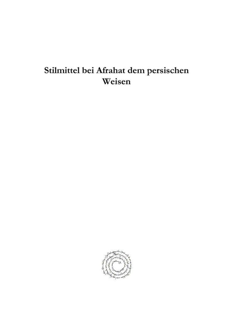 Stilmittel bei Afrahat dem persischen Weisen German Edition Leo Haefeli Kitap Kapağı
