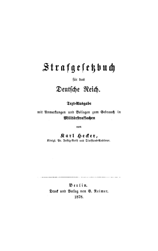 Strafgesetzbuch fur das Deutsche Reich German Edition Karl Hecker Kitap Kapağı
