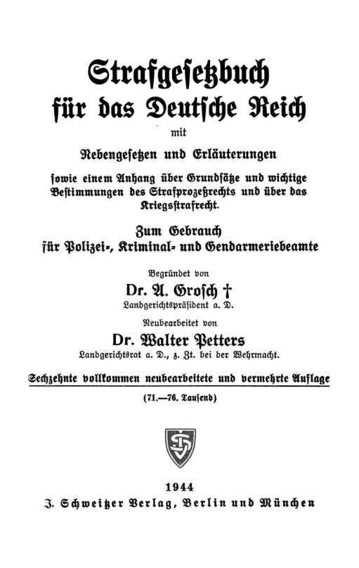 Strafgesetzbuch fur das Deutsche Reich German Edition Walter Petters Kitap Kapağı