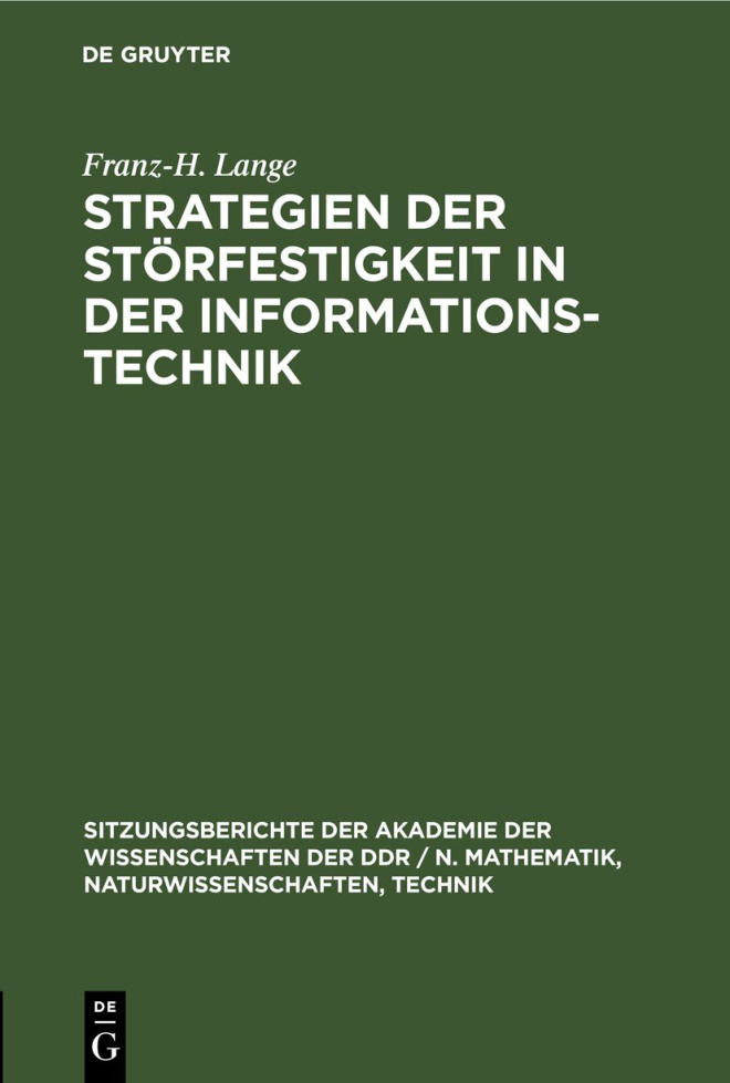 Strategien der Storfestigkeit in der Informationstechnik German Edition Franz H Lange Kitap Kapağı