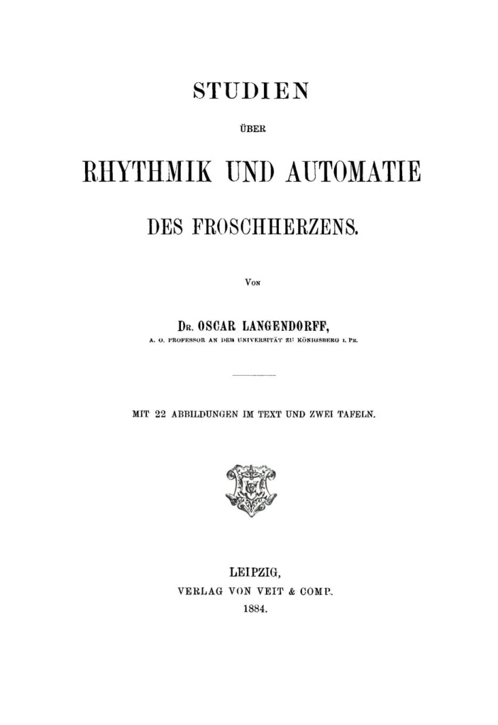 Studien uber Rhythmik und Automatie des Froschherzens German Edition Oscar Langendorff Kitap Kapağı