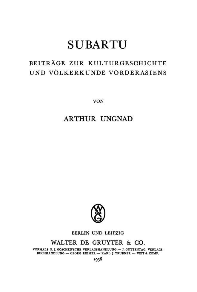 Subartu German Edition Arthur Ungnad Kitap Kapağı