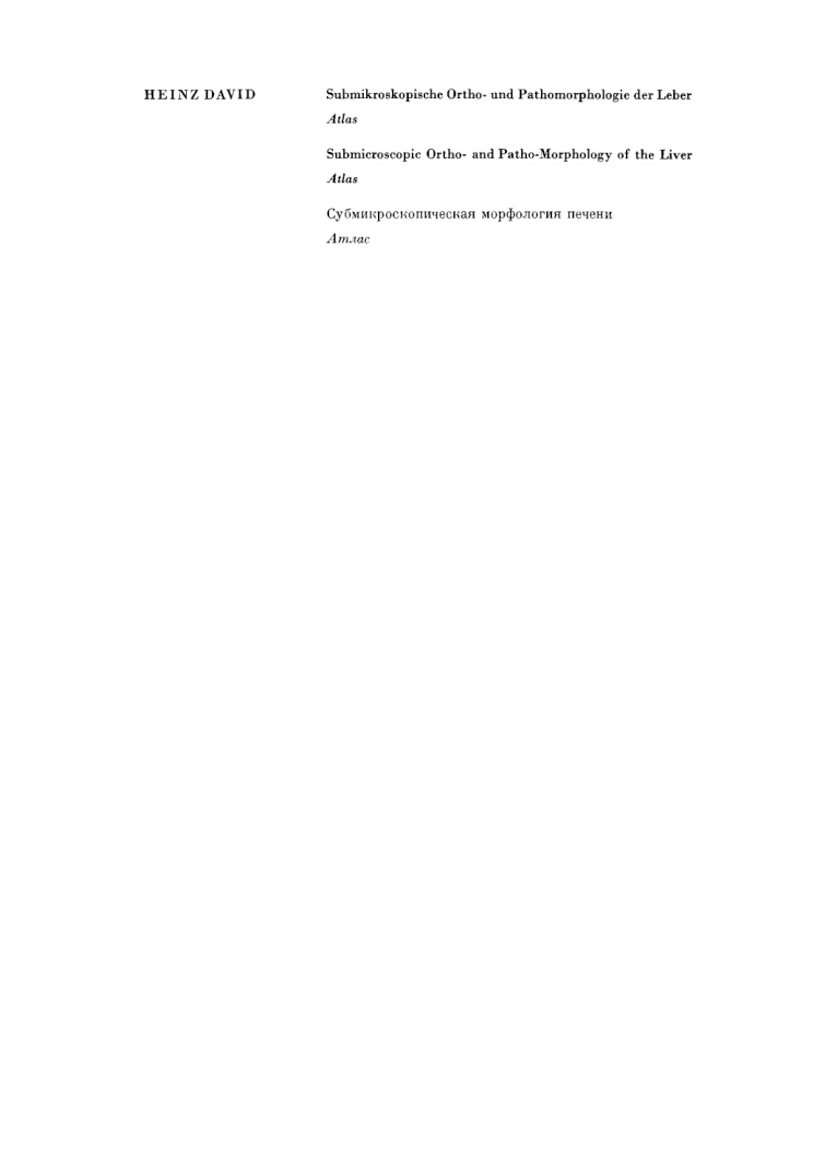 Submikroskopische Ortho und Pathomorphologie der Leber Submicroscopic Ortho and Patho Morphology of the Liver German Edition Heinz Kitap Kapağı