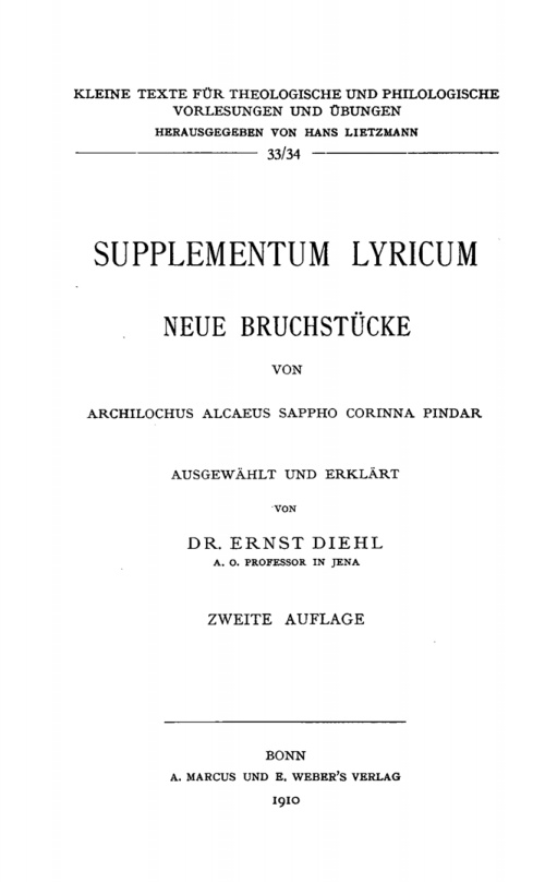 Supplementum lyricum German Edition Ernst Diehl Kitap Kapağı
