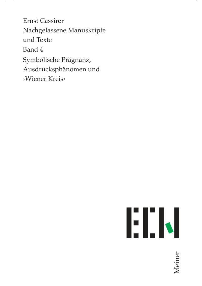 Symbolische Pragnanz Ausdrucksphanomen und Wiener Kreis German Edition Ernst Cassirer Kitap Kapağı