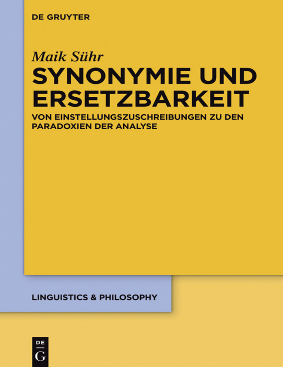 Synonymie und Ersetzbarkeit German Edition Maik Suhr Kitap Kapağı