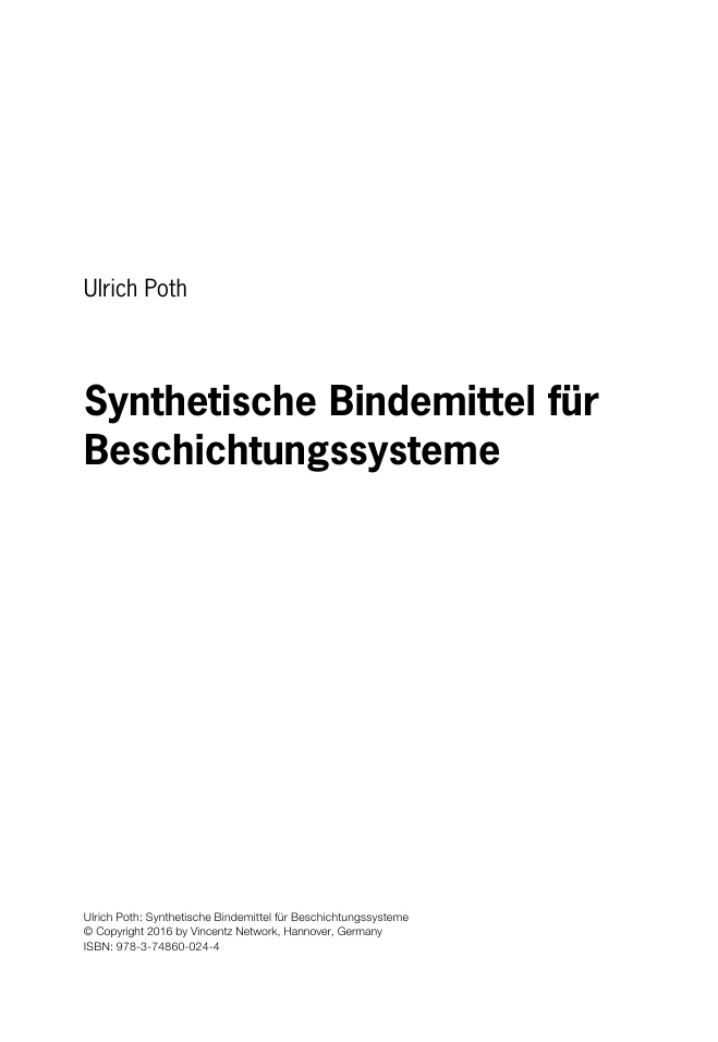 Synthetische Bindemittel fur Beschichtungssysteme German Edition Ulrich Poth Kitap Kapağı