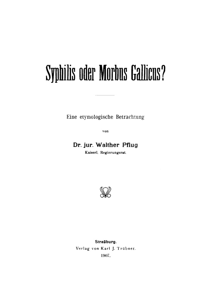 Syphilis oder morbus gallicus German Edition Walther Pflug Kitap Kapağı