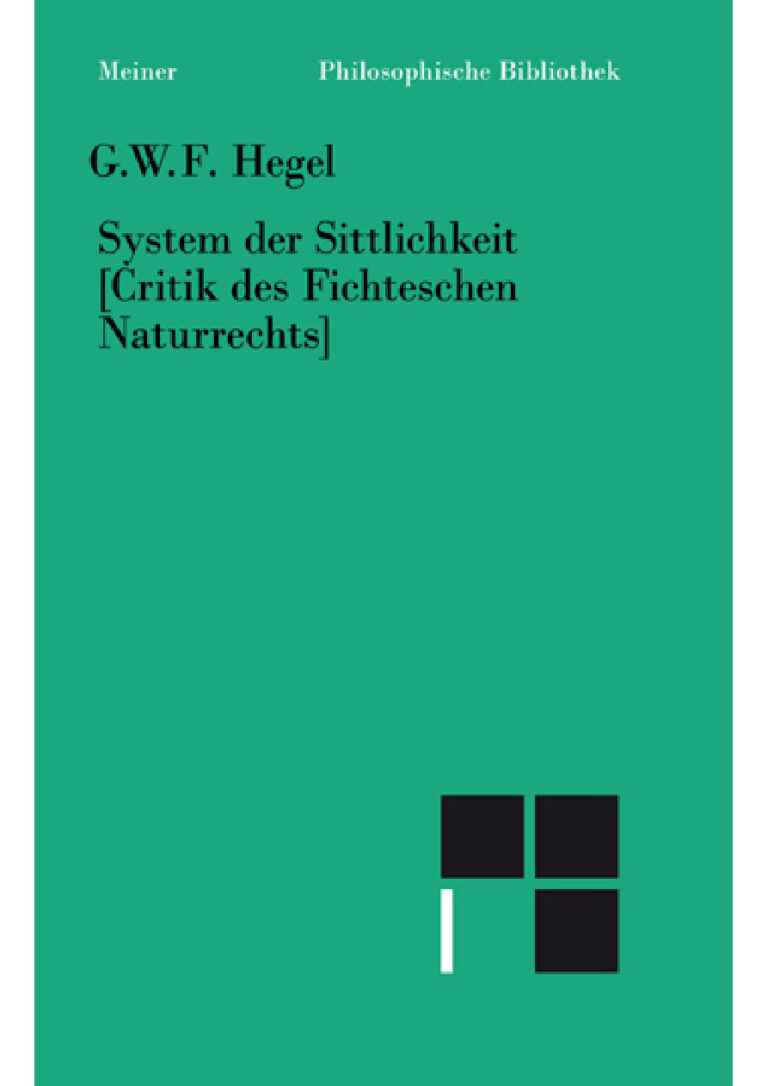 System der Sittlichkei German Edition Georg W F Hegel Kitap Kapağı