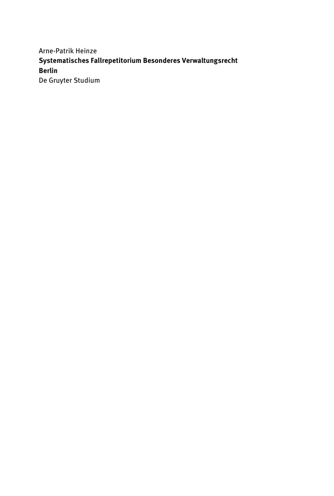 Systematisches Fallrepetitorium Besonderes Verwaltungsrecht German Edition Arne Patrik Heinze Kitap Kapağı