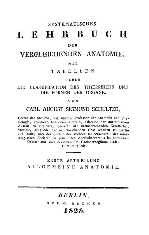 Systematisches Lehrbuch der vergleichenden Anatomie mit Tabellen German Edition Karl August Sigmund Schultze Kitap Kapağı