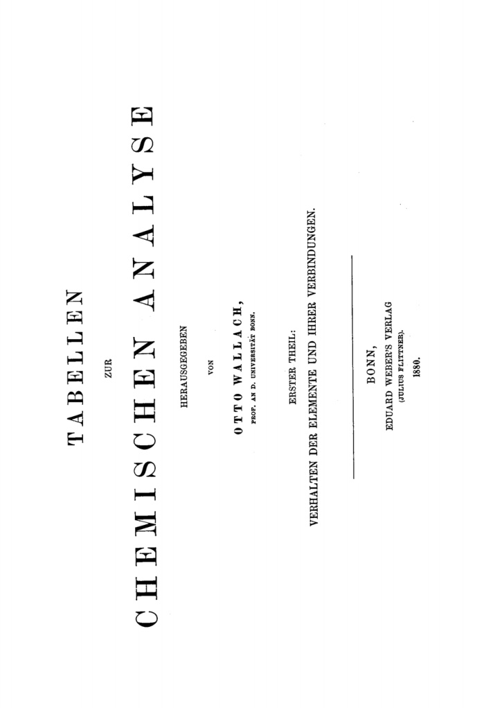 Tabellen zur chemischen Analyse German Edition Otto Wallach Kitap Kapağı