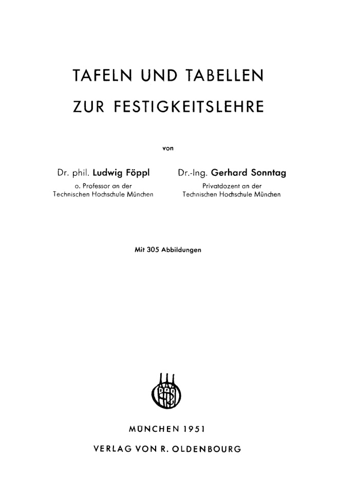 Tafeln und Tabellen zur Festigkeitslehre German Edition Ludwig Foppl Kitap Kapağı
