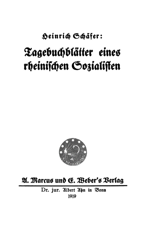 Tagebuchblatter eines rheinischen Sozialisten German Edition Heinrich Schafer Kitap Kapağı
