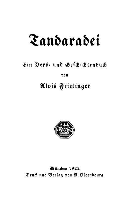 Tandaradei German Edition Alois Frietinger Kitap Kapağı