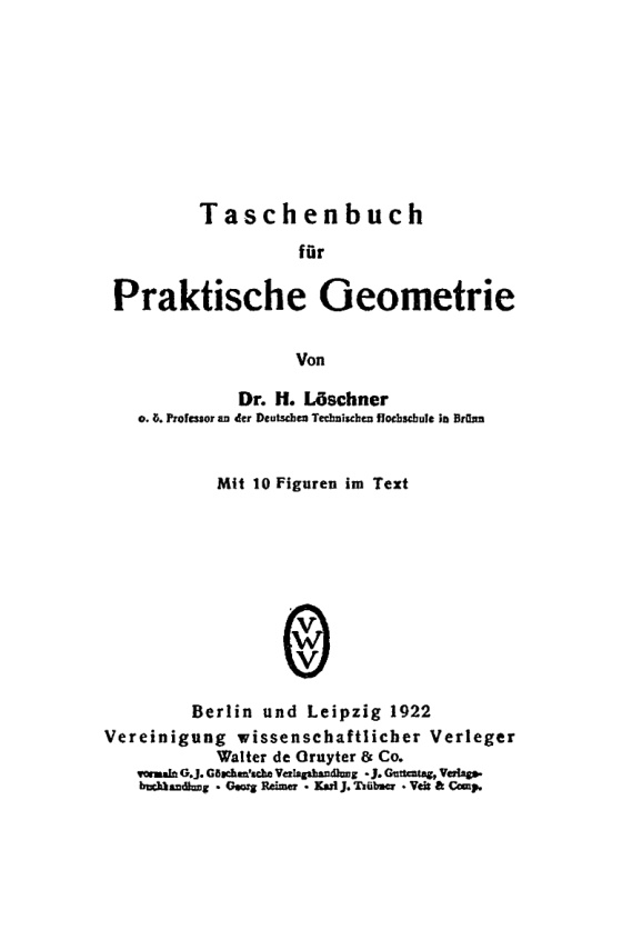 Taschenbuch fur praktische Geometrie German Edition H Loschner Kitap Kapağı