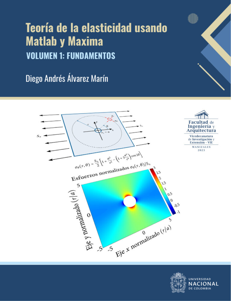 Teoria de la elasticidad usando Matlab y Maxima Volumen 1 Spanish Edition Diego Andres Alvarez Marin Kitap Kapağı