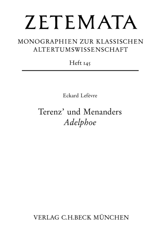 Terenz und Menanders Adelphoe German Edition Eckard Lefevre Kitap Kapağı