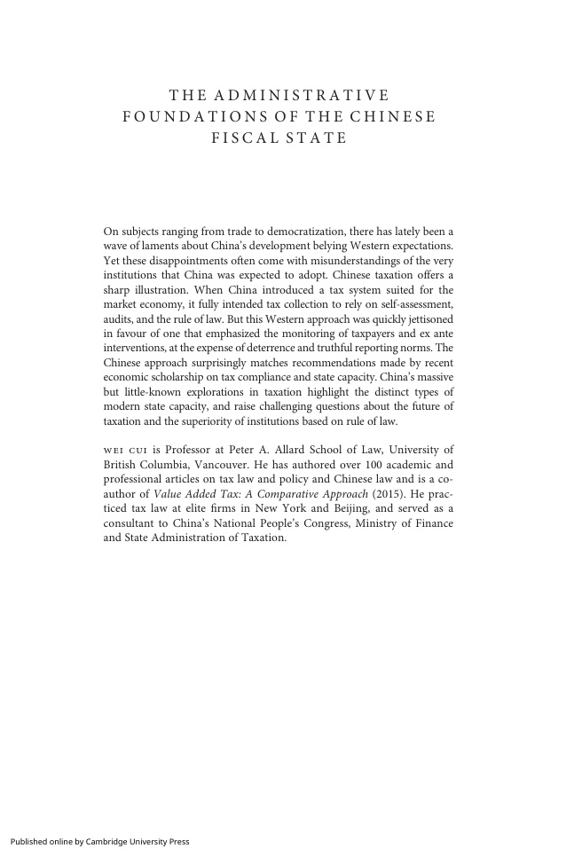 The Administrative Foundations of the Chinese Fiscal Wei Cui Kitap Kapağı
