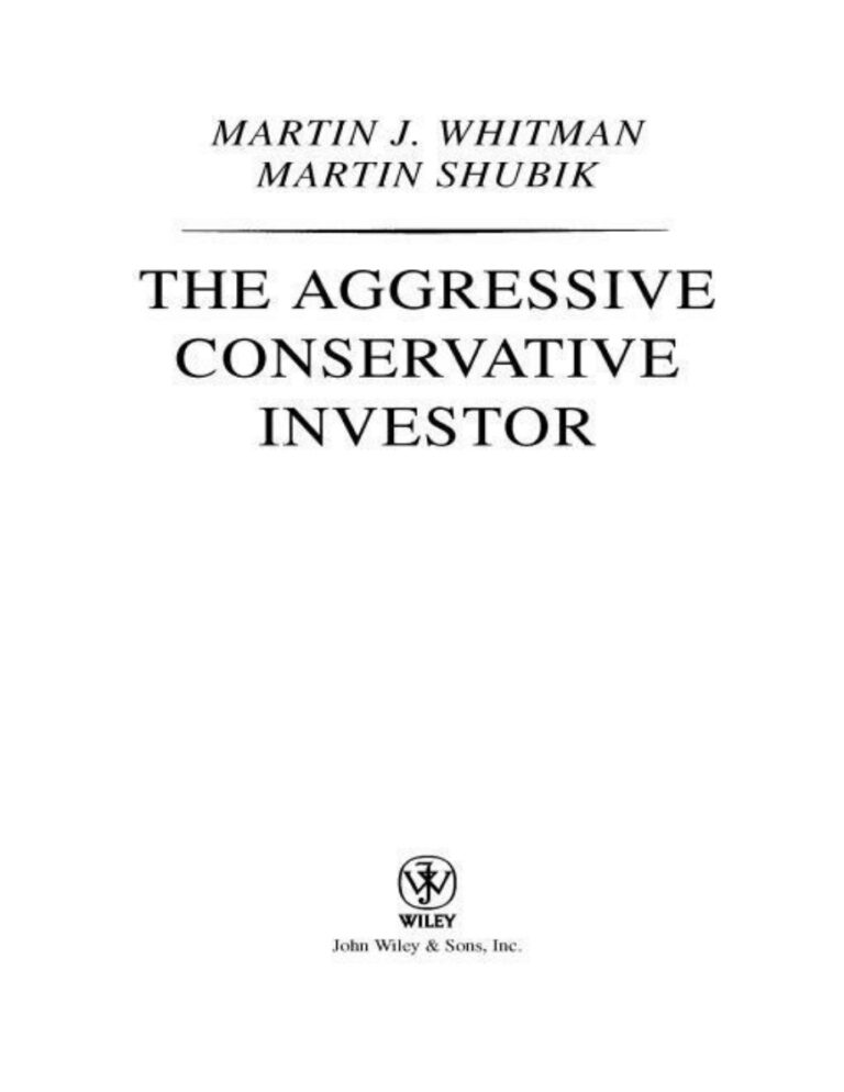 The Aggressive Conservative Investor Martin J Whitman Kitap Kapağı