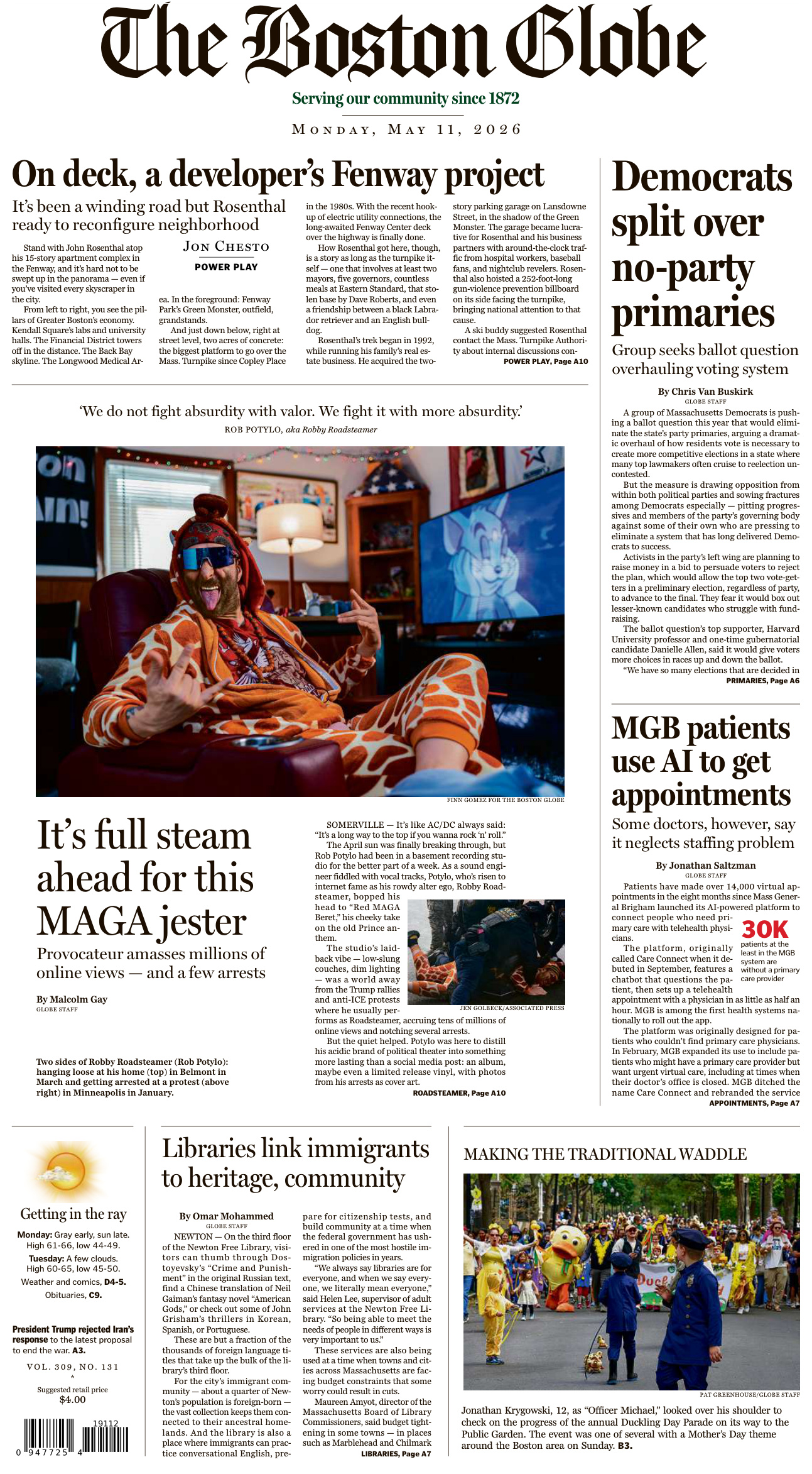 The Boston Globe May 11 2026 The Boston Globe Kitap Kapağı