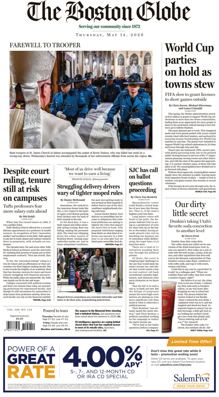 The Boston Globe May 14 2026 The Boston Globe Kitap Kapağı