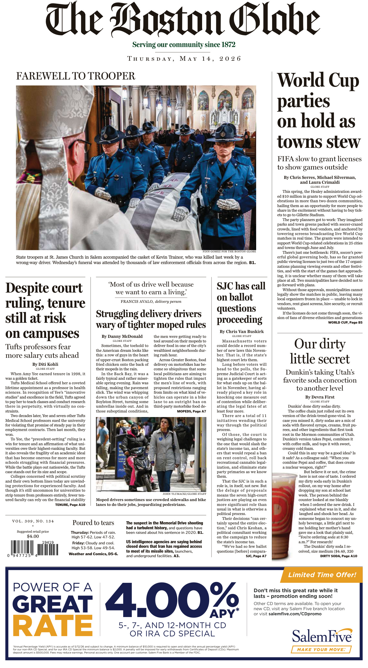 The Boston Globe May 14 2026 The Boston Globe Kitap Kapağı