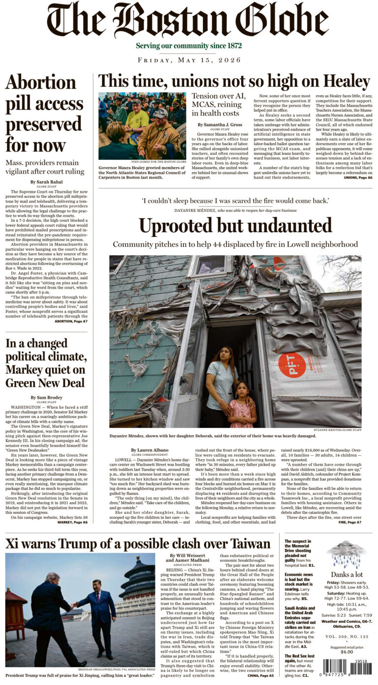 The Boston Globe May 15 2026 The Boston Globe Kitap Kapağı